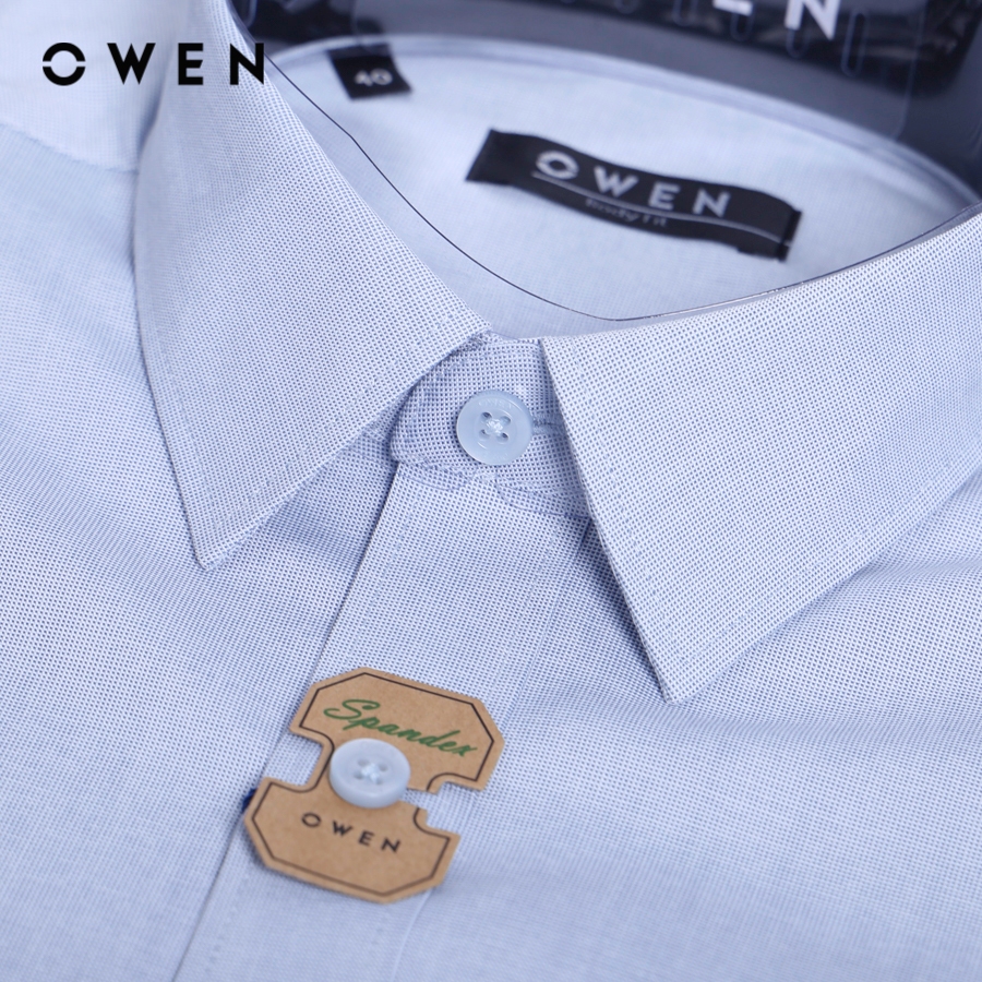 OWEN - Áo sơ mi ngắn tay Body Fit màu Xanh chất liệu Spandex - AB230503NT