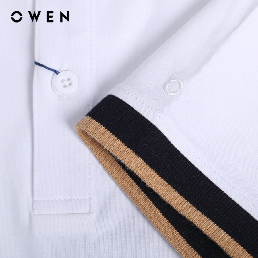 OWEN - Áo polo ngắn tay Body Fit màu Trắng chất liệu CVC Spandex - APV231382
