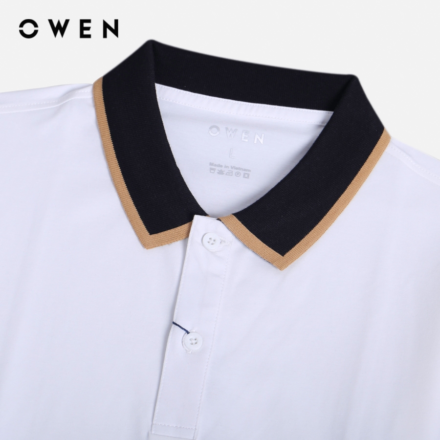 OWEN - Áo polo ngắn tay Body Fit màu Trắng chất liệu CVC Spandex - APV231382