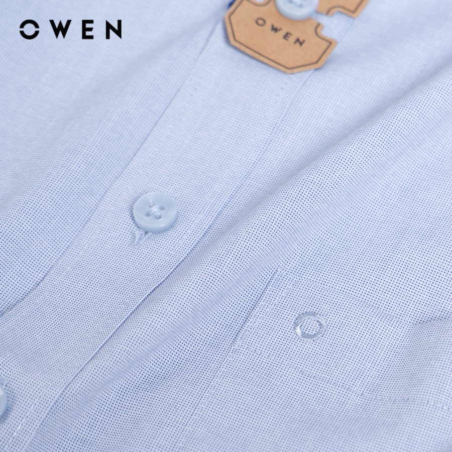 OWEN - Áo sơ mi ngắn tay Body Fit màu Xanh chất liệu Spandex - AB230503NT