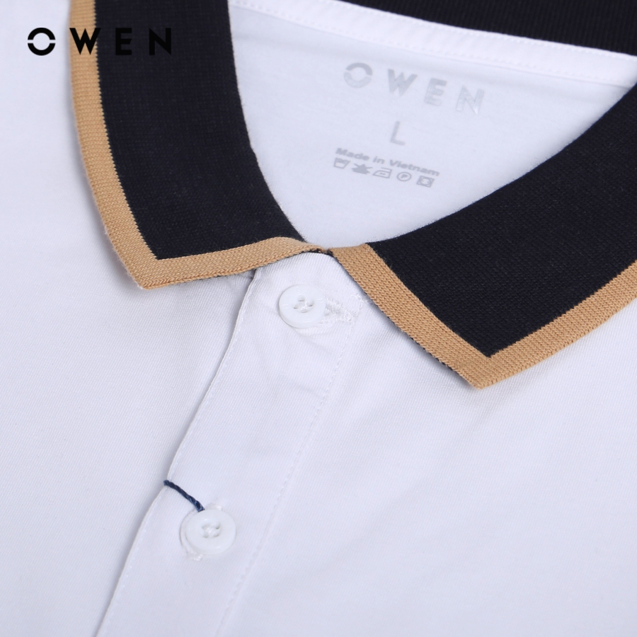 OWEN - Áo polo ngắn tay Body Fit màu Trắng chất liệu CVC Spandex - APV231382