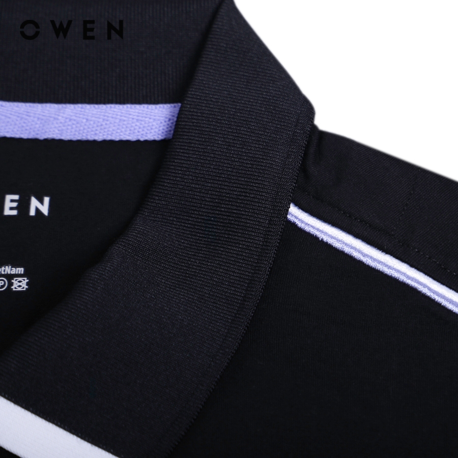 OWEN - Áo polo ngắn tay Body Fit màu Đen chất liệu Mint Cotton - APV231323