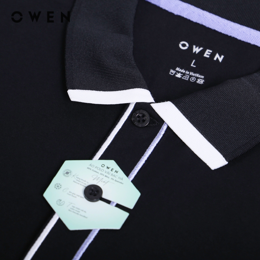 OWEN - Áo polo ngắn tay Body Fit màu Đen chất liệu Mint Cotton - APV231323