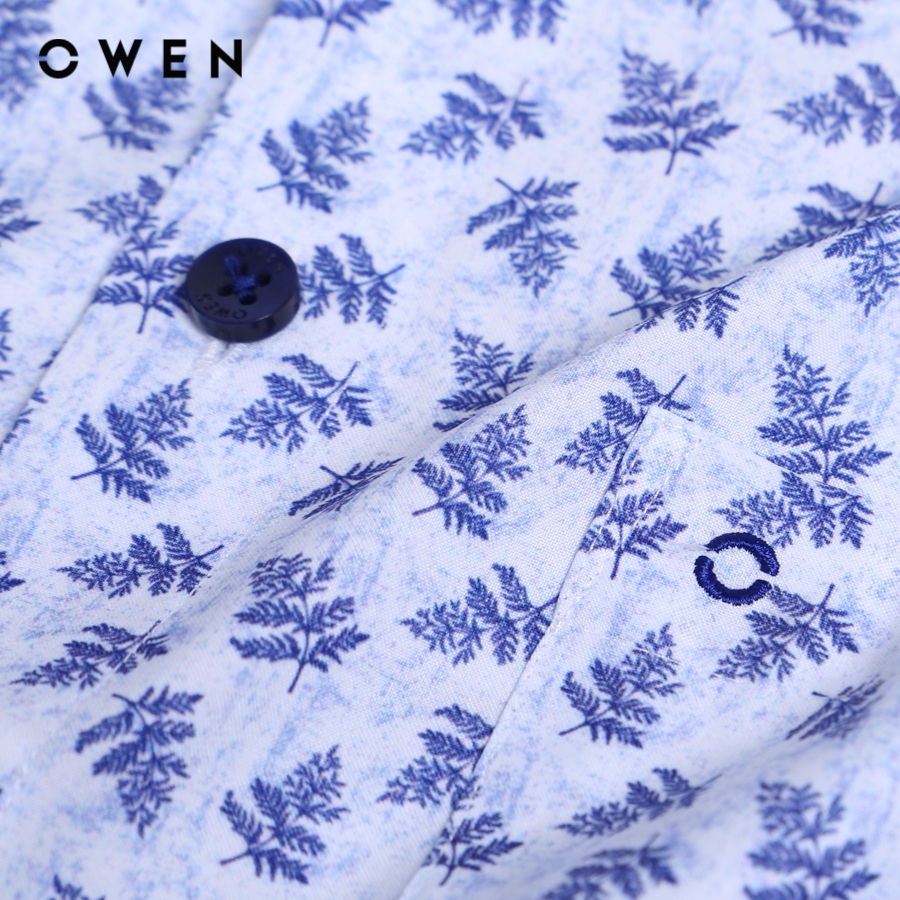 OWEN - Áo sơ mi ngắn tay Body Fit màu Trắng chất liệu Cafe - AB230580NT