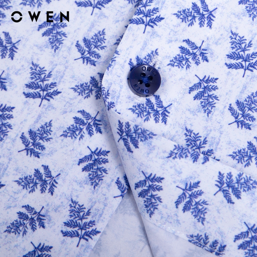 OWEN - Áo sơ mi ngắn tay Body Fit màu Trắng chất liệu Cafe - AB230580NT