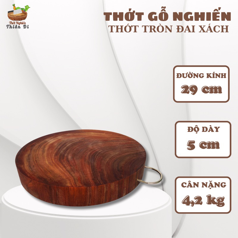 Thớt gỗ nghiến đá nguyên khối đường kính 29cm, Thớt gỗ Nghiến không tâm