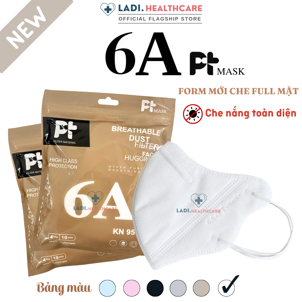 Khẩu trang 6A PT 4 lớp kháng khuẩn mẫu rộng che kín mặt