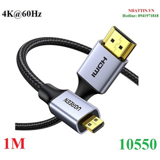 Cáp Micro HDMI to HDMI 4K@60Hz dài 1M Hỗ trợ HDR, 3D, ARC Ugreen 10550 cao cấp
