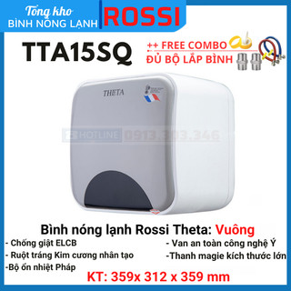 Bình nóng lạnh gián tiếp Rossi Theta 15 Lít Vuông - TTA15SQ, chính hãng, bảo hành 7 năm toàn quốc, tân á online