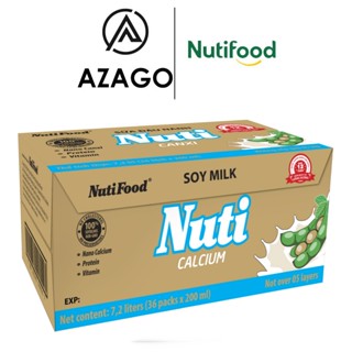 Thùng 36 BỊCH Sữa đậu nành Nuti CANXI  BỊCH  200ml  - Thương Hiệu NUTIFOOD - AZAGO