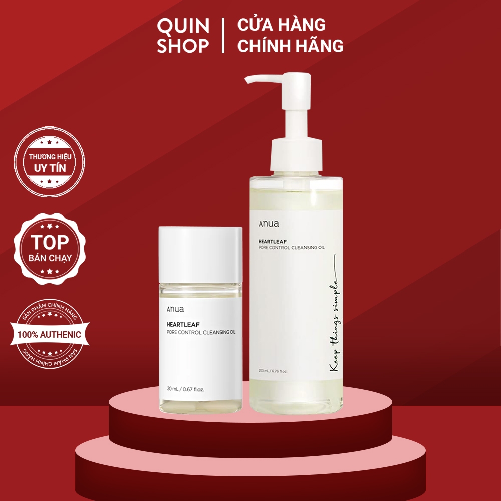 Dầu Tẩy Trang Cho Da Mụn Trứng Cá, Đầu Đen, Đầu Trắng Anua Heartleaf Pore Control Cleansing Oil