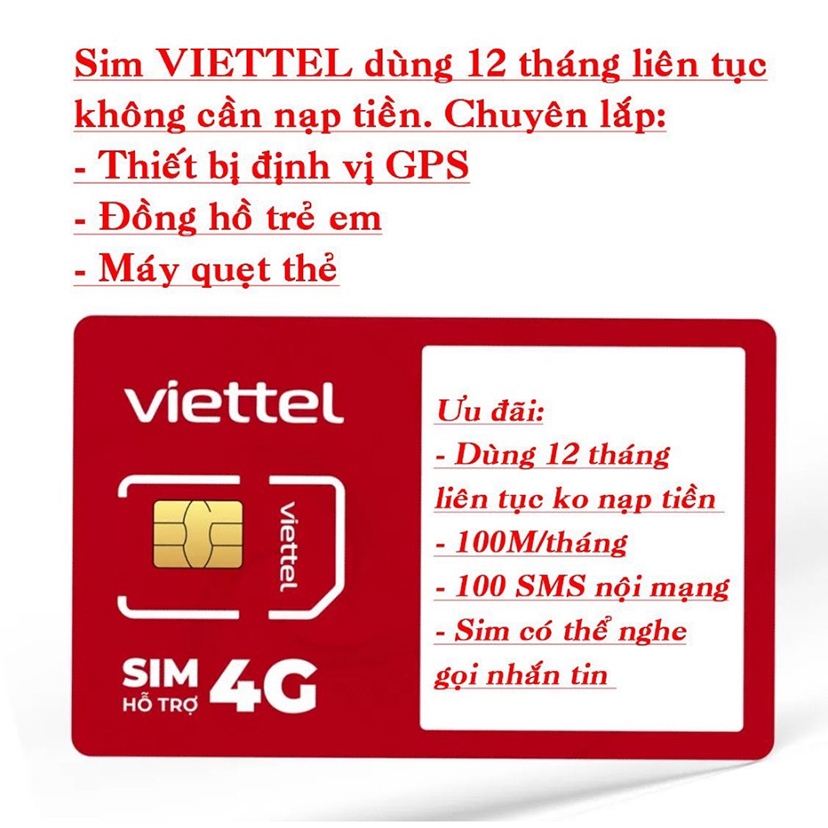 Sim Viettel 4G Cho Thiết Bị Định Vị GPS - Đồng Hồ Thông Minh Trọn Gói 1 Năm Không Cần Nạp Tiền