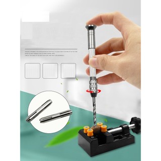 Dụng cụ khoan tay và bộ mũi khoan mini, Mũi khoan cầm tay mini kèm 10 mũi khoan xoắn bằng nhôm chuyên dụng