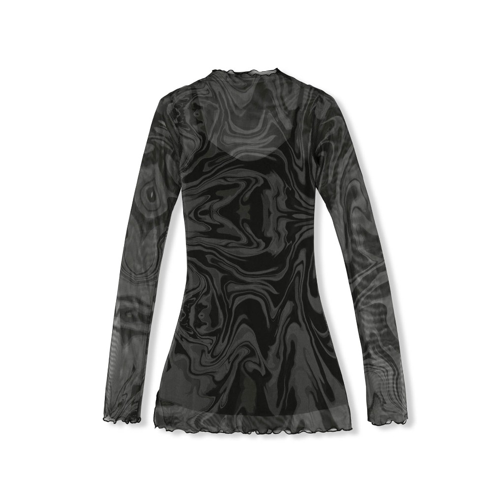 Đầm Nữ Ngắn Silk Through, Chất Vải Thun lưới in patternn Thoải Mái, WDN060-04,SOMEHOW