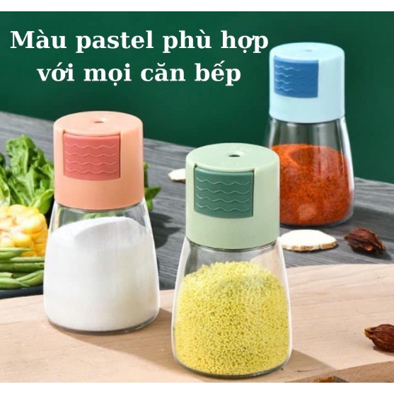 Hũ Đựng Gia Vị Thủy Tinh Bấm Nút Định Lượng Nhà Bếp Cao Cấp
