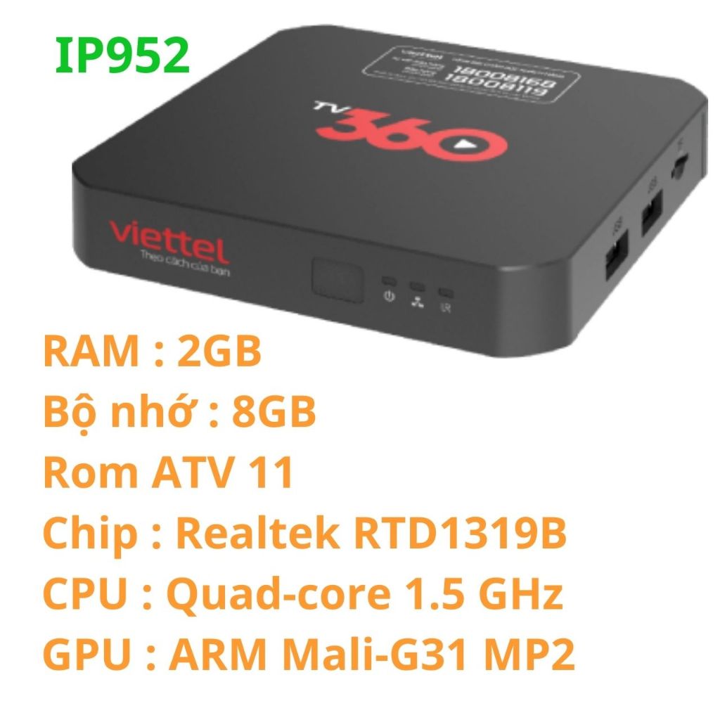 Box tivi Viettel 360 model IP952 ram 2G bộ nhớ 8G xem truyền hình giải trí miễn phí