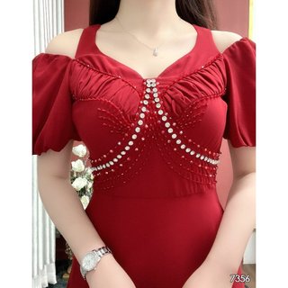 Đầm EMY EM7356 Dạ Hội Đỏ Cổ Cách Điệu