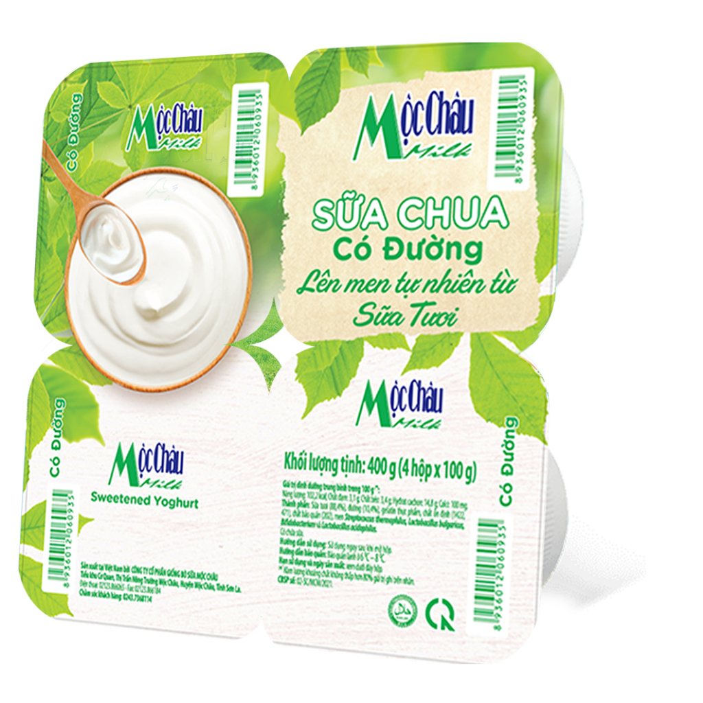 Thùng 48 Hộp  Sữa chua ăn Có đường Mộc Châu Milk (100g x 48 Hộp)