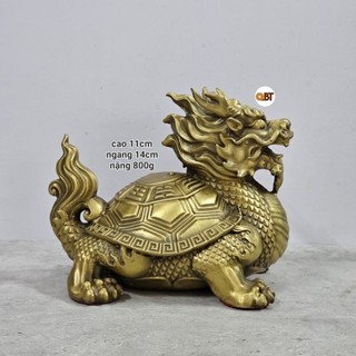 Tượng Long Quy Bát Quái vàng bằng đồng phong thủy