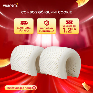 Combo 2 gối cao su thiên nhiên Gummi Cookie nâng đỡ chắc chắn, thông thoáng, thiết kế độ cong phù hợp