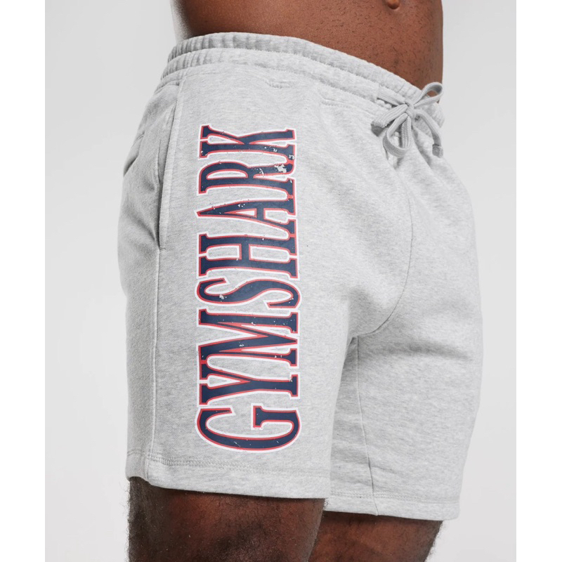 Quần short ngắn thể thao nam Gym sha.k chữ in nứt 7inch vải cotton