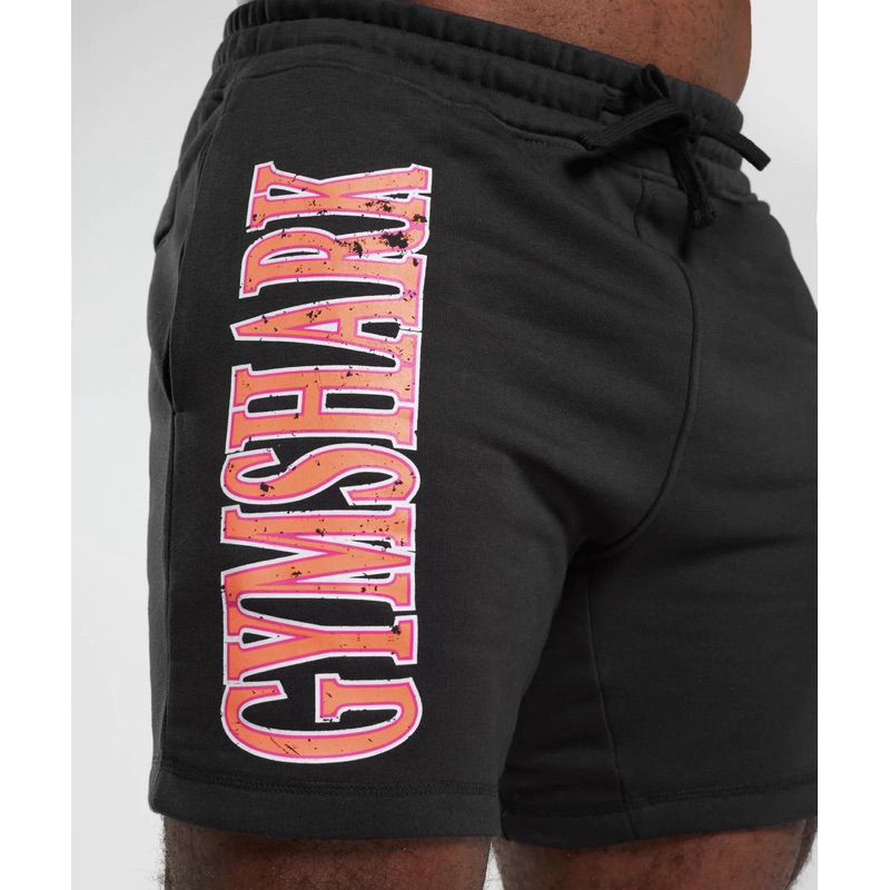 Quần short ngắn thể thao nam Gym sha.k chữ in nứt 7inch vải cotton