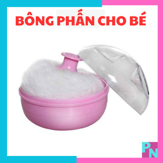 Bông phấn cho bé kèm hộp đựng phấn rôm bông dặm phấn sử dụng thoa phấn cho bé