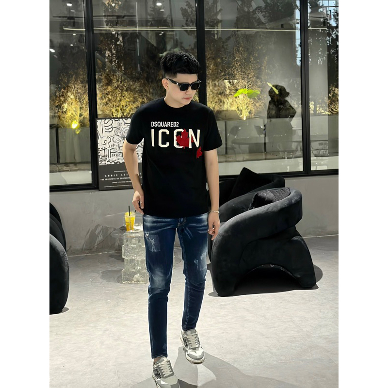 Áo Thun DSQ 063 Nam Siêu Cấp Hai Màu Đen Trắng Chất Liệu Cotton Thời Trang Nam