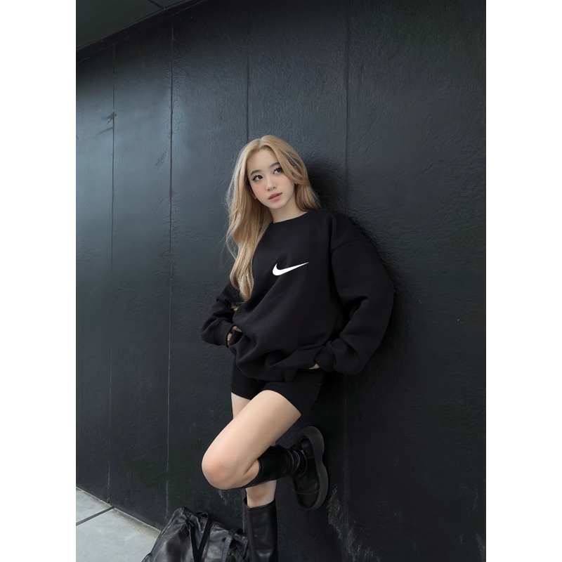 Áo sweater nike unisex nam nữ basic tay dài chính hãng form mặc rộng rãi chất nỉ bông dày dặn YCT