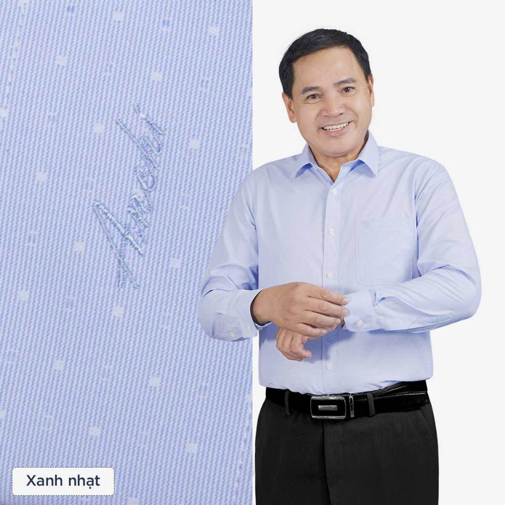 Áo Sơ Mi Nam Dài Tay Trung Niên ANCHI Hoạ Tiết Chấm Vuông Vải Sợi Tre Cao Cấp