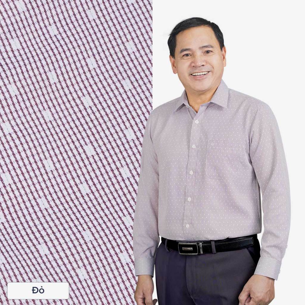 Áo Sơ Mi Nam Dài Tay Trung Niên ANCHI Hoạ Tiết Chấm Vuông Vải Sợi Tre Cao Cấp