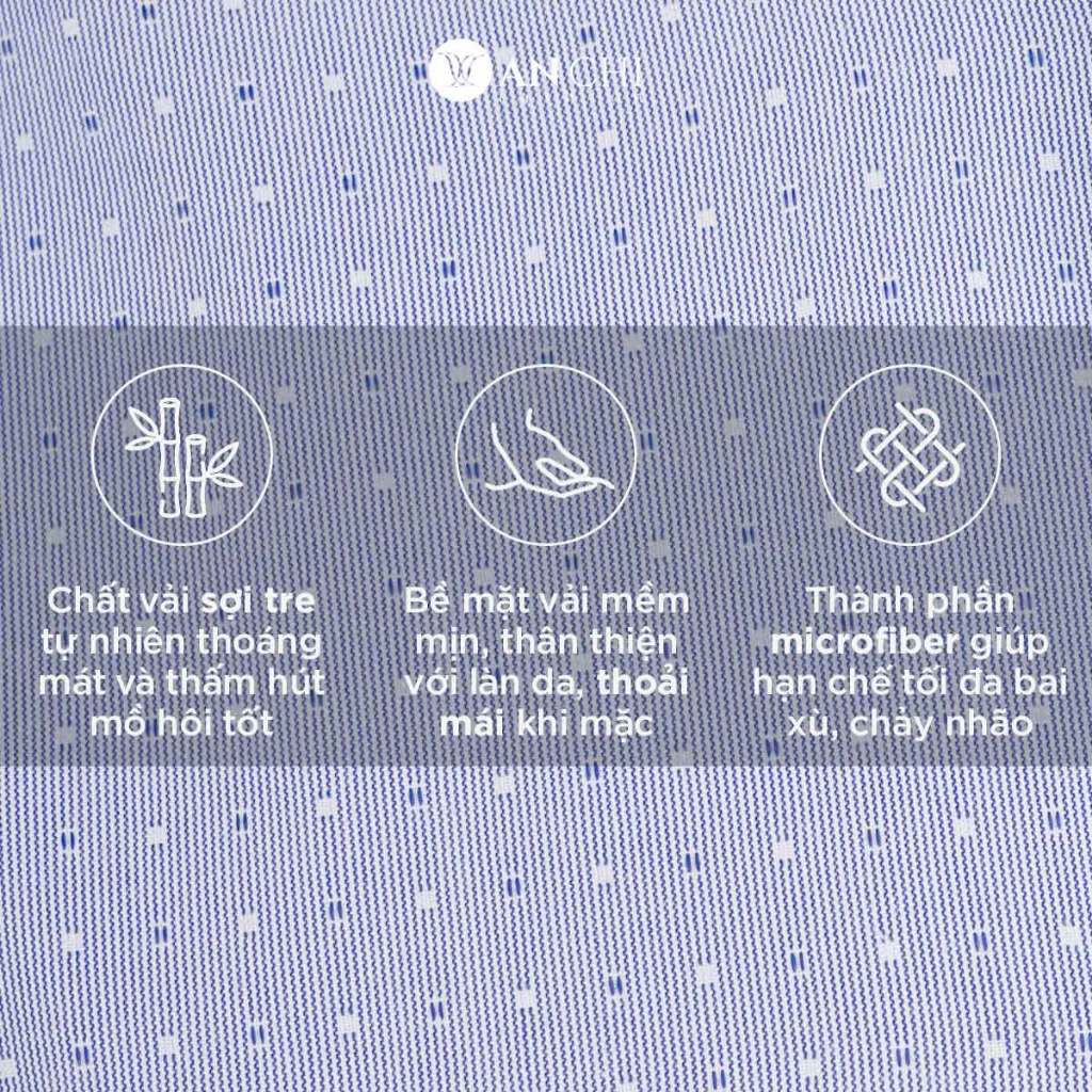 Áo Sơ Mi Nam Dài Tay Trung Niên ANCHI Hoạ Tiết Chấm Vuông Vải Sợi Tre Cao Cấp