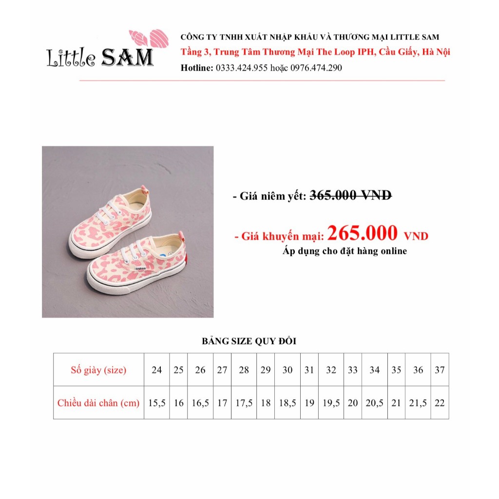 BABAYA Giày Trẻ Em Vải Canvas Báo Hồng 21132