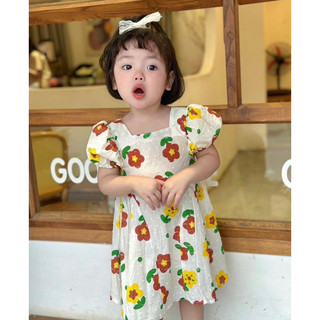 Váy thô hoa vảy hạt cho bé gái