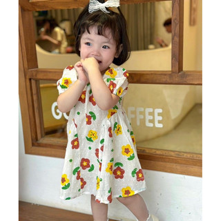 Váy thô hoa vảy hạt cho bé gái