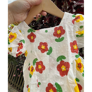 Váy thô hoa vảy hạt cho bé gái