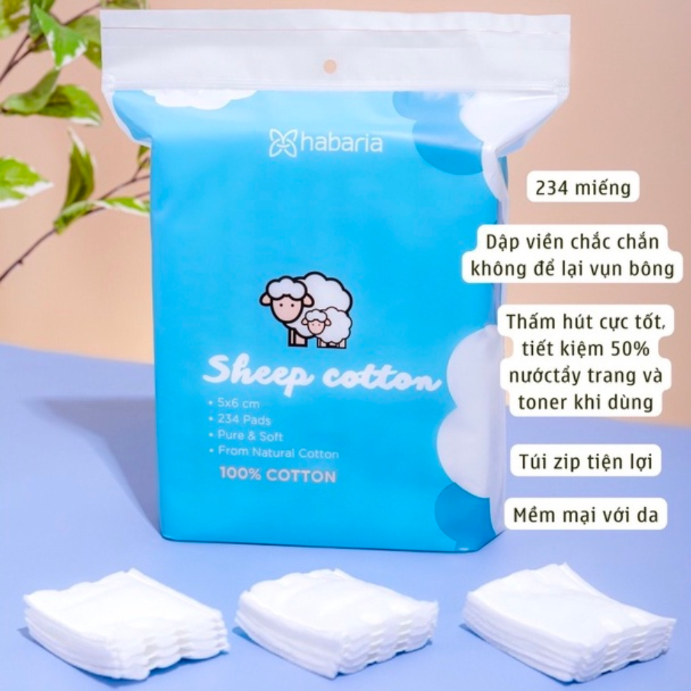 Bông Tẩy Trang Cừu Habaria Sheep Cotton 234 Miếng