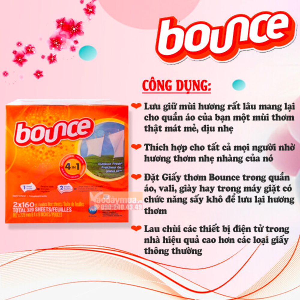 Giấy Thơm Quần Áo Bounce Mỹ Làm Thơm Quần Áo Có Bán Lẻ