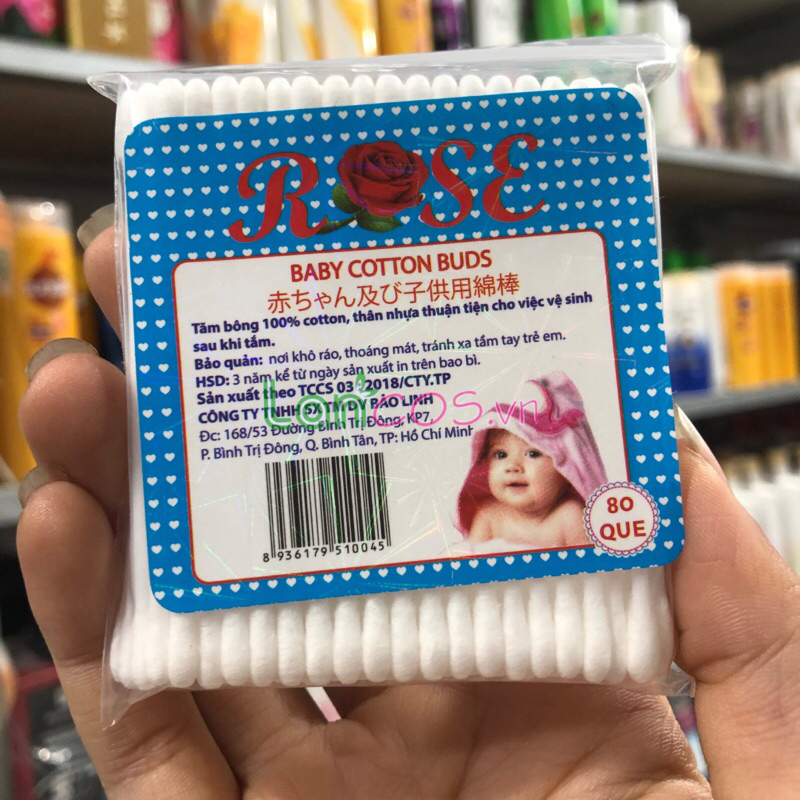 Bông Tăm RoSe Em Bé 1 bịch 80 que