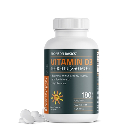 Viên uống Bronson Vitamin D3 10,000 IU (250mcg) nhập khẩu Mỹ - Gymstore giúp tăng cường sức khỏe