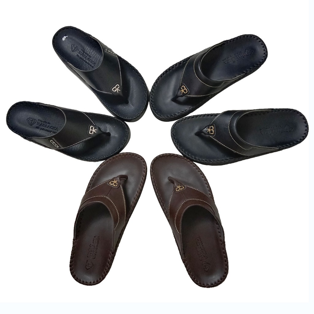 Dép da nam thời trang cao cấp da bò mềm mại, đen H62