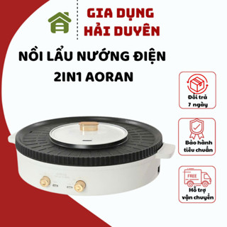 Bếp lẩu nướng đa năng 2in1 AORAN thương hiệu Hàn quốc rộng 42cm dùng cho 6-8 người ăn vừa Bảo hành 12 tháng