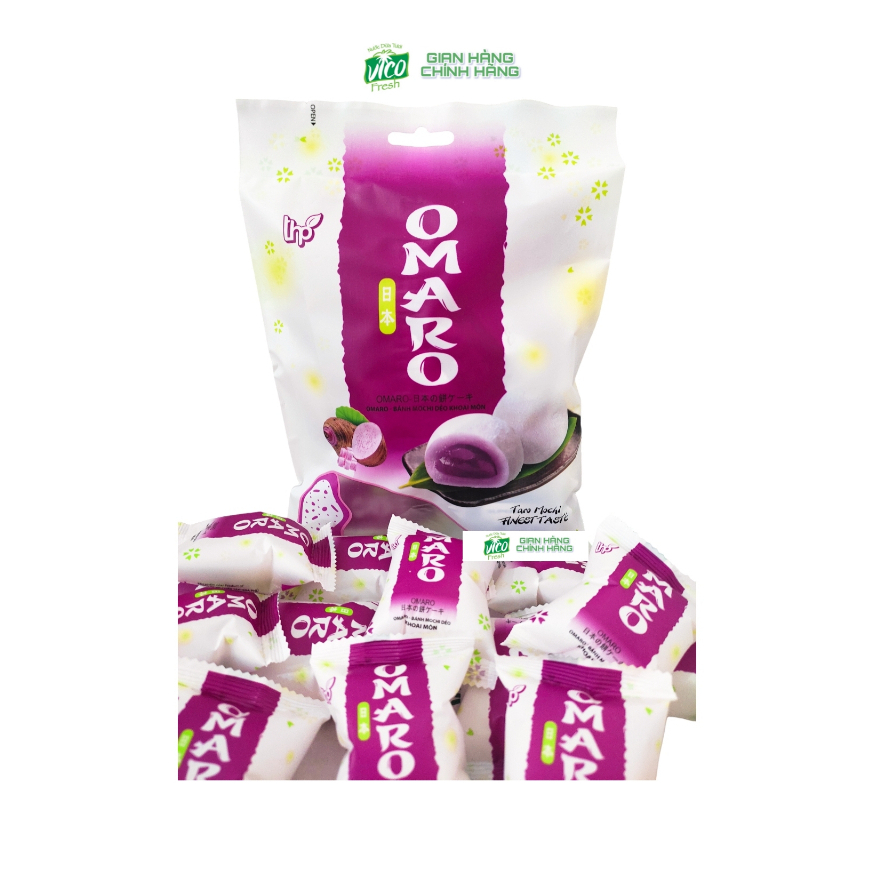 Gói 8 chiếc Bánh Mochi đậu xanh phủ dừa/Khoai môn Omaro ăn vặt