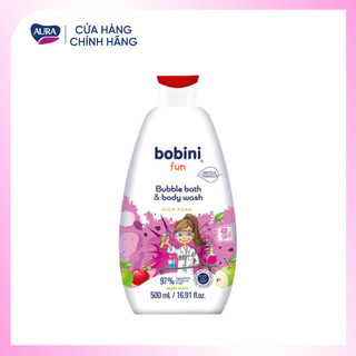 Gel tắm tạo bọt cho trẻ em bobini fun mềm mịn hương táo 1+ tuổi 500ml