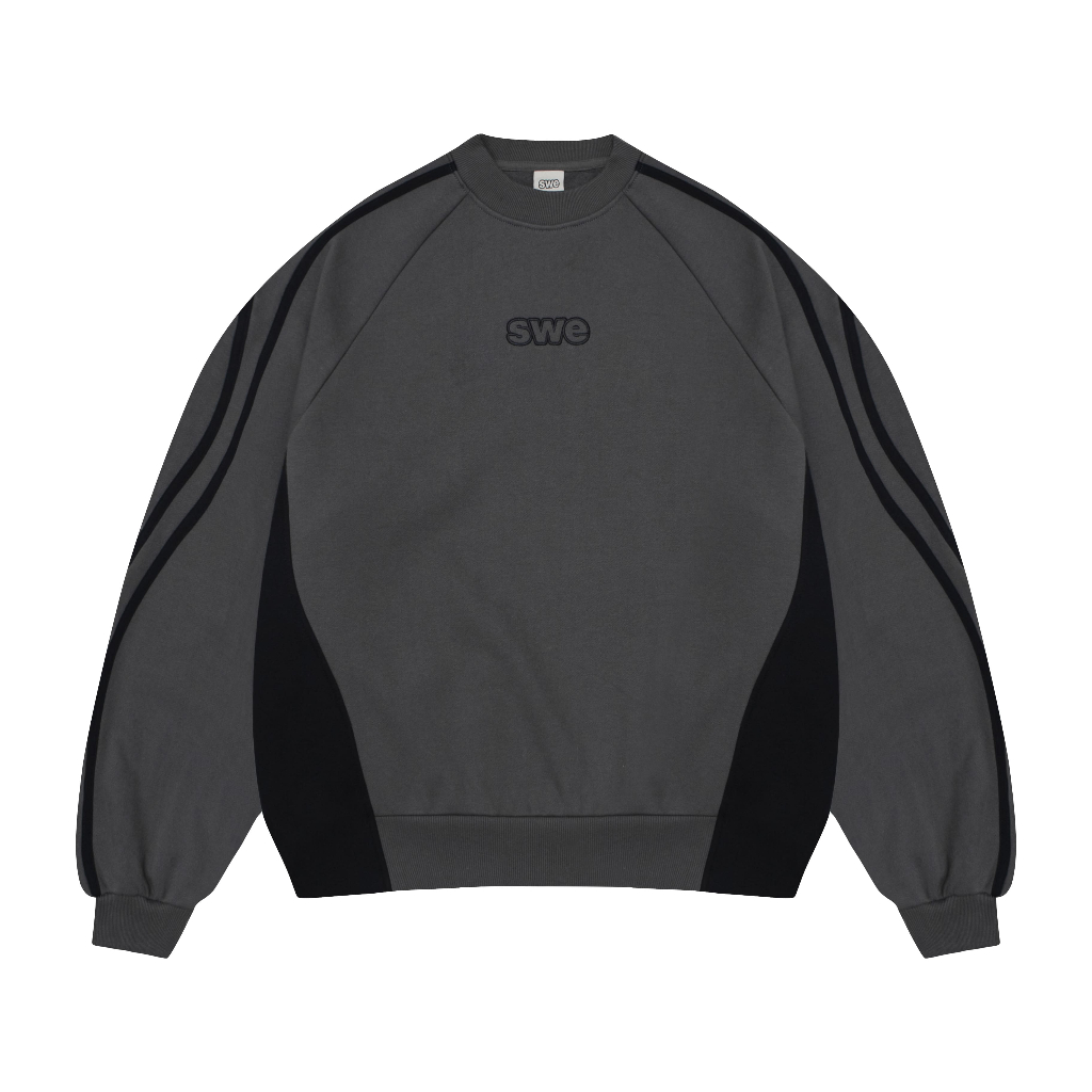 Áo Sweater unisex SWE WAVELINES SWEATER - Xám/ Đen