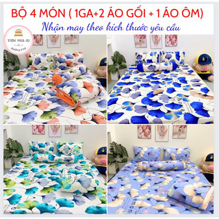 Ga nệm hoạ tiết hoa in 3D thun lạnh Hàn Quốc