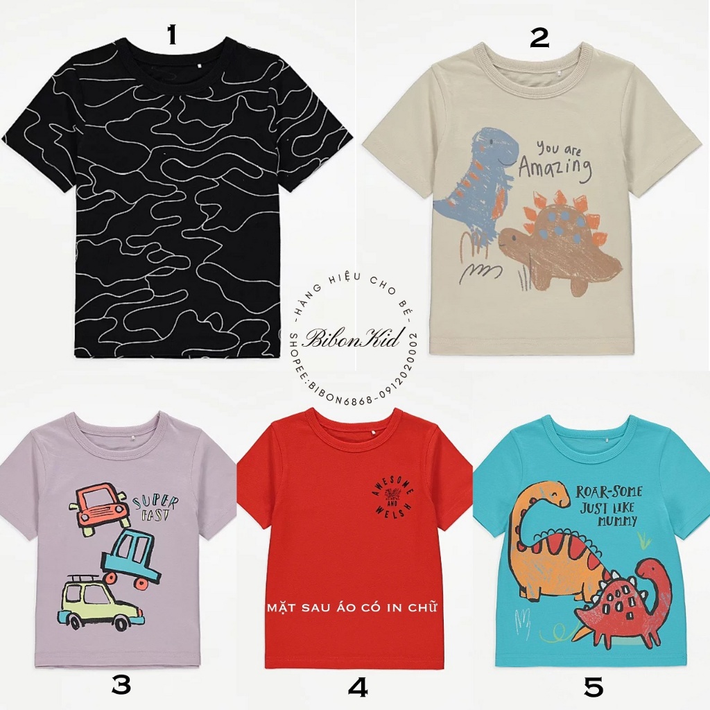 Áo phông lẻ form thường GEORGE_UK 12-18m đến 6-7y
