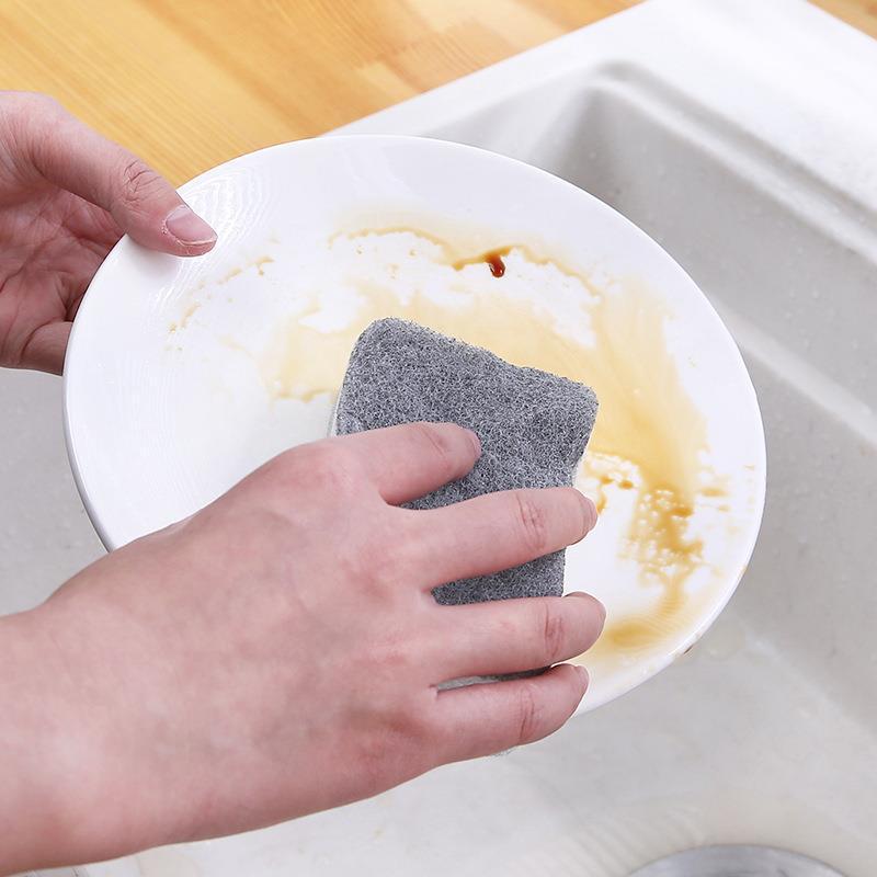Miếng Xốp Rửa Chén Bát Hai Mặt Màu Xám Trắng Tiện Dụng Cho Nhà Bếp