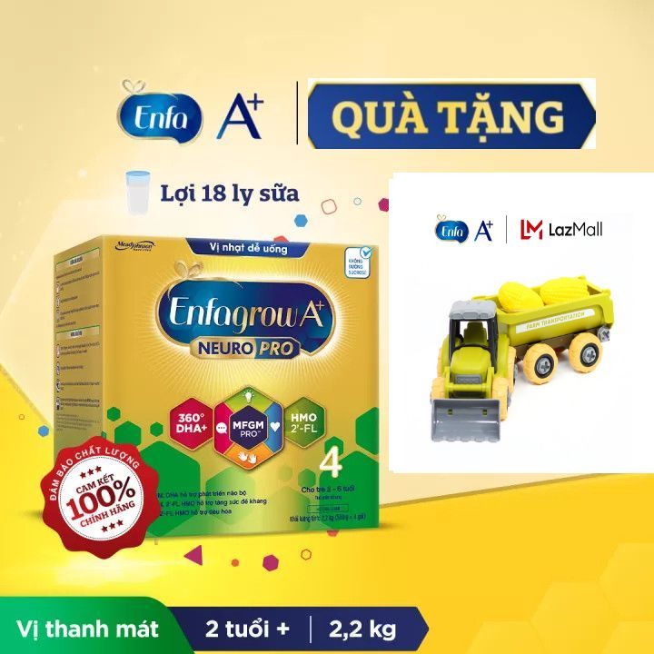 Hộp sữa bột Enfagrow A+ Neuropro 4 Vị nhạt dễ uống - 2.2kg/hộp