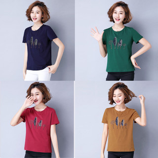 Áo thun nữ chất cotton áo phông đẹp rẻ mùa hè mặc mát phom rộng tay lỡ - in hình lá